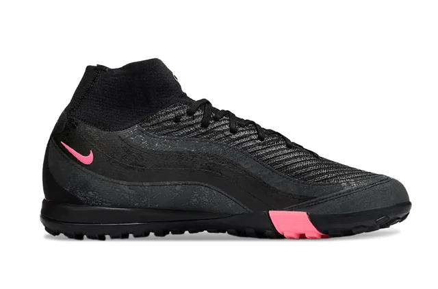 Nike Noir et Rose Chaussures de football Turf avec col de tricot, upper synthétique texturé, ajustement sock-fit 5