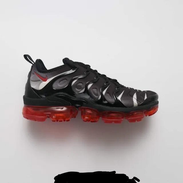 Nike Black Red Wavy Synthetic Cage Overlays Translucent Visible Air Unit Lifestyle Sneakers 10
