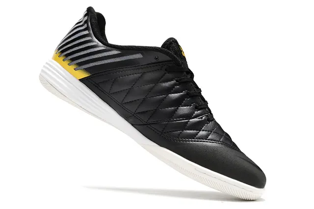 Nike Noir Jaune Matelassé Cuir Orteil Rayé Maille Panneau Latéral Chaussures de Football Intérieur 3
