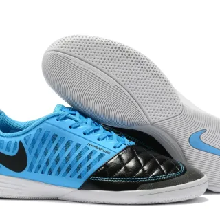 Nike Blue Black Quilted Toe Cap Perforated Synthetic Overlay Indoor Soccer Shoes