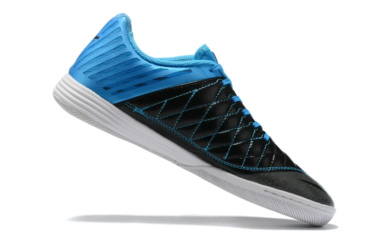 Nike Chaussures de football indoor bleu noir matelassage orteil recouvrement synthétique perforé 5