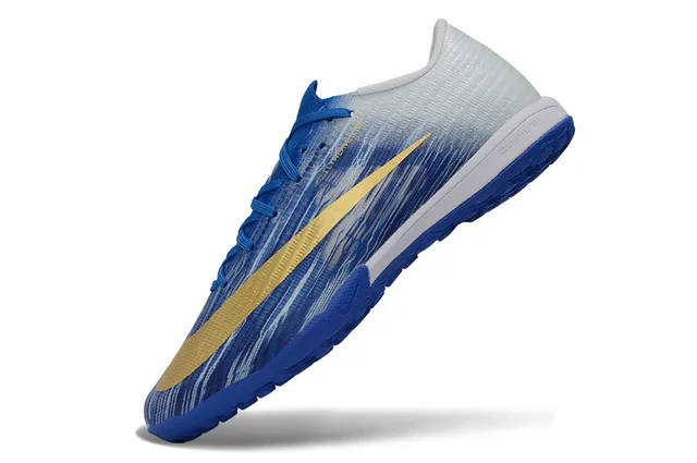 Nike Azul Dorado Flyweave Parte superior Gradient Fade Turf Zapatos de fútbol 2