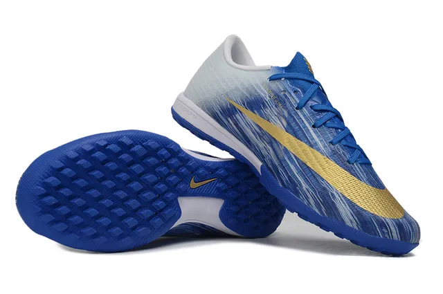 Nike Azul Dorado Flyweave Parte superior Gradient Fade Turf Zapatos de fútbol 3