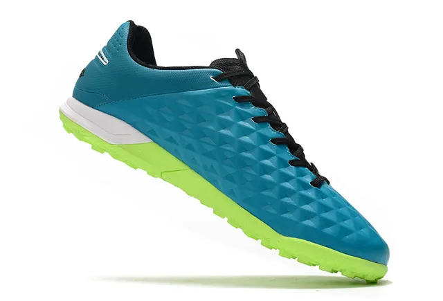 Nike Chaussures de soccer turf avec panneau de maillage perforé supérieur matelassé diamant bleu vert 2