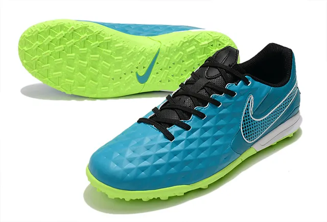 Nike Chaussures de soccer turf avec panneau de maillage perforé supérieur matelassé diamant bleu vert 4