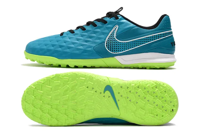 Nike Chaussures de soccer turf avec panneau de maillage perforé supérieur matelassé diamant bleu vert 6