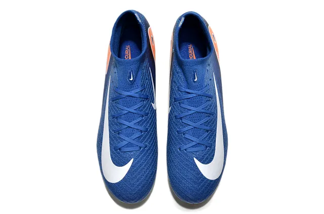 Nike Bleu Orange Haut-Coupé Collet Chaussette Ajusté Tricot Texturé Supérieur Sol Ferme Chaussures Football 2