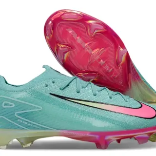 Nike Blue Pink Knit Upper Asymmetrical Lacing Firm-Ground Soccer Shoes