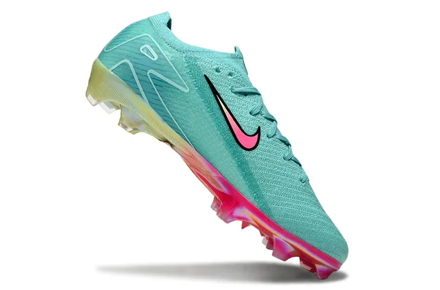 Nike Blue Pink Knit Upper Asymmetrical Lacing Firm-Ground Soccer Shoes 2