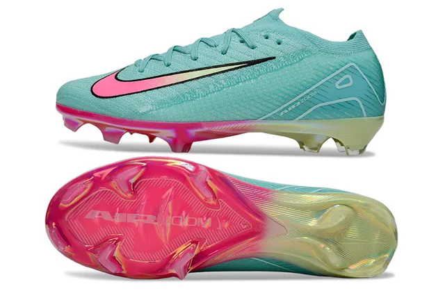 Nike Blue Pink Knit Upper Asymmetrical Lacing Firm-Ground Soccer Shoes 6