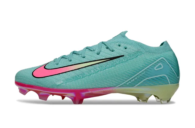 Nike Blue Pink Knit Upper Asymmetrical Lacing Firm-Ground Soccer Shoes 7