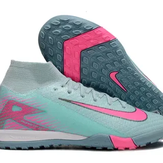 Nike Blue Pink Sock-Fit Knit Upper High-Top Ankle Collar Turf Soccer Shoes