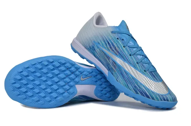 Nike Zapatillas de fútbol azul morado low-cut knit upper para turf 4