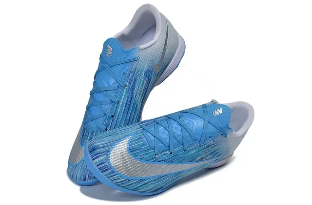 Nike Zapatillas de fútbol azul morado low-cut knit upper para turf 7