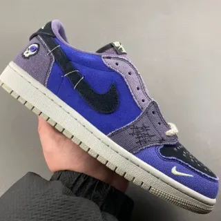 Nike Blue Purple Patchwork Canvas Embroidered Skull Detail Lifestyle Sneakers