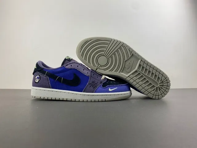 Nike Blue Purple Patchwork Canvas Embroidered Skull Detail Lifestyle Sneakers 12
