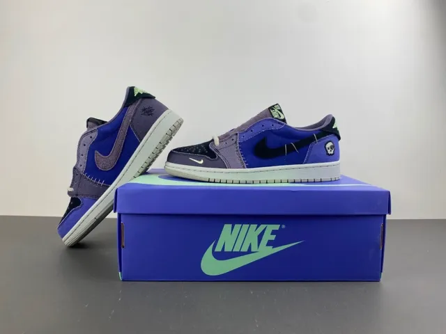 Nike Blue Purple Patchwork Canvas Embroidered Skull Detail Lifestyle Sneakers 14