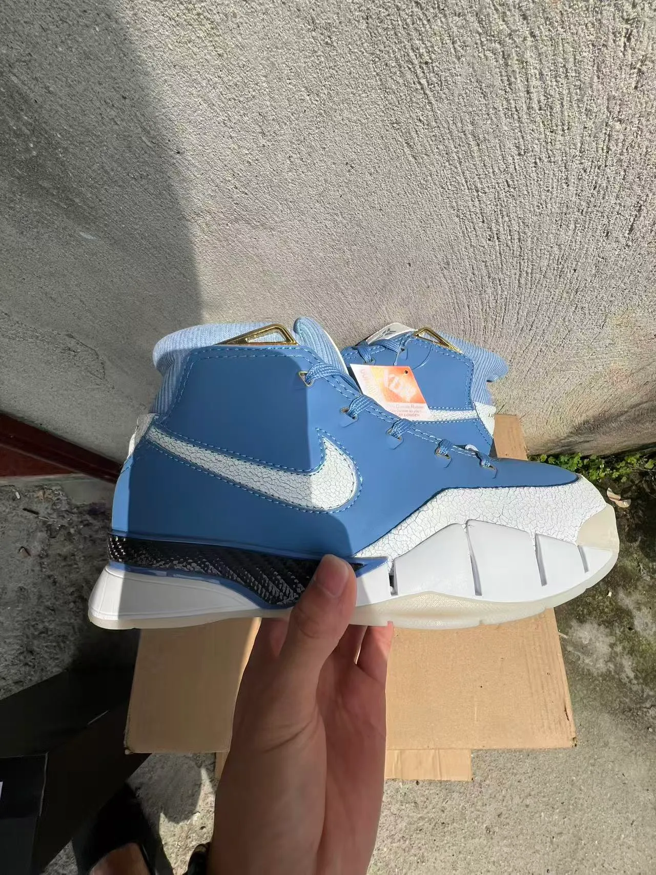 Nike Blue White High-Top Silhouette Light Synthetic Upper Basketball Shoes 7