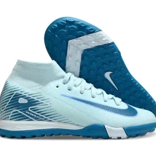 Nike Azul Blanco Upper de Calcetín Knit Low-Cut Ankle Collar Zapatillas de Fútbol Turf