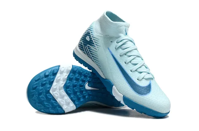 Nike Bleu Blanc Upper tricot chaussette low-cut ankle collar Chaussures de football turf 2