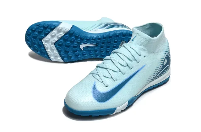 Nike Bleu Blanc Upper tricot chaussette low-cut ankle collar Chaussures de football turf 3