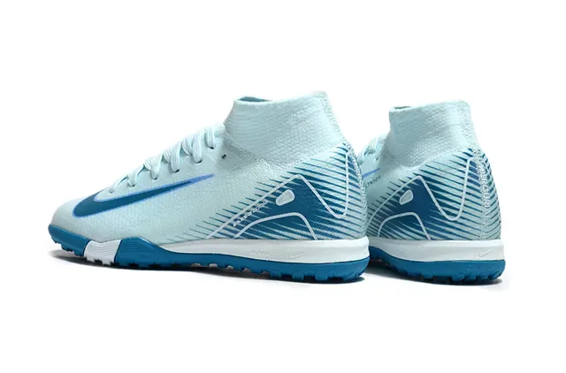 Nike Bleu Blanc Upper tricot chaussette low-cut ankle collar Chaussures de football turf 4
