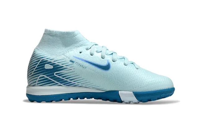 Nike Bleu Blanc Upper tricot chaussette low-cut ankle collar Chaussures de football turf 5