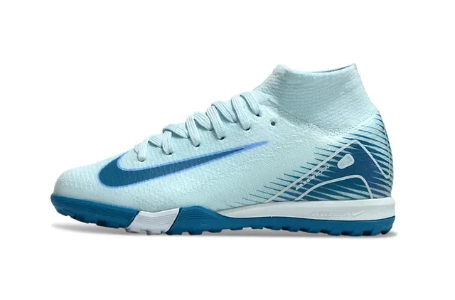 Nike Bleu Blanc Upper tricot chaussette low-cut ankle collar Chaussures de football turf 6