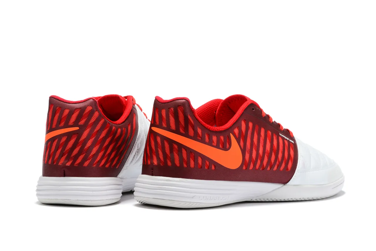 Nike Burdeos Laranja Sapatos de futebol indoor com capacete de dedo em couro acolchoado e parte superior sintética ventilada 2