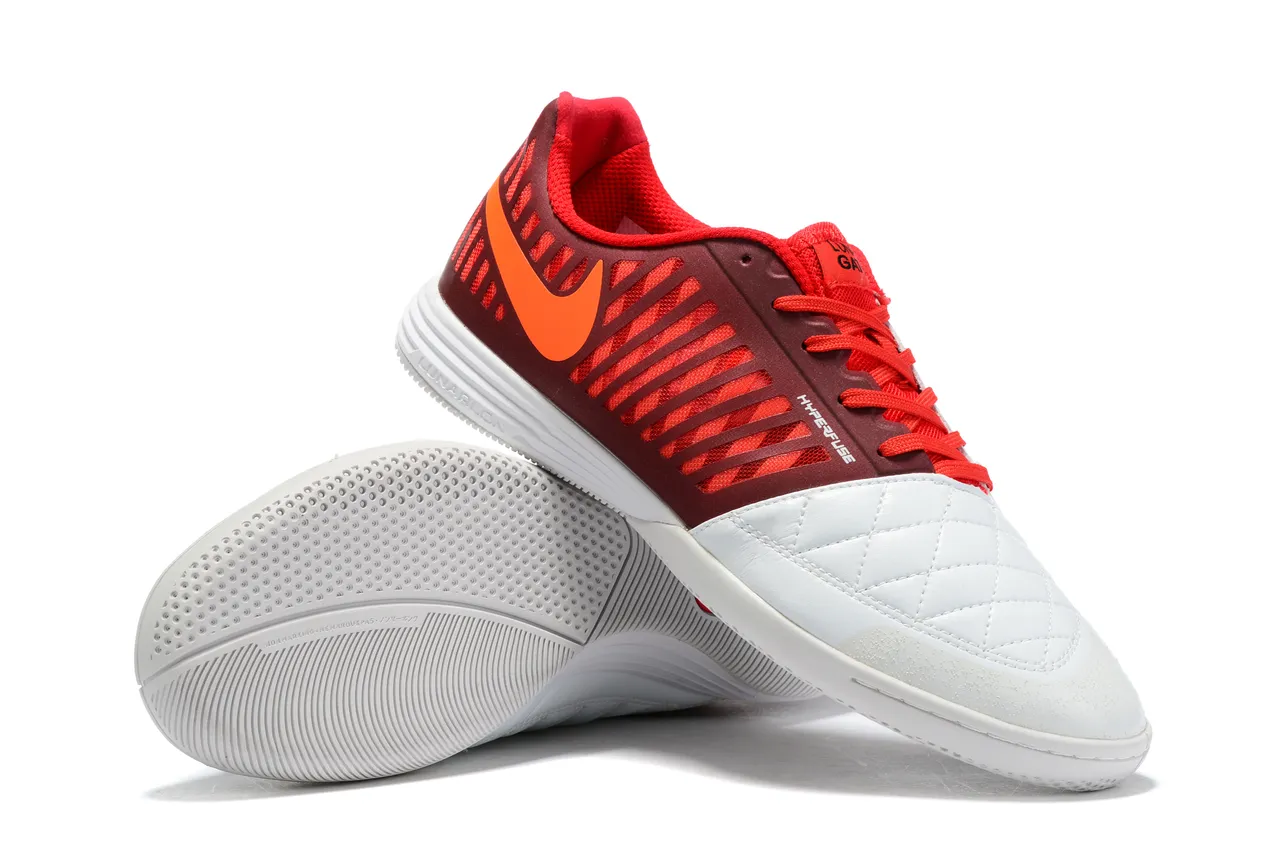 Nike Burdeos Laranja Sapatos de futebol indoor com capacete de dedo em couro acolchoado e parte superior sintética ventilada 3