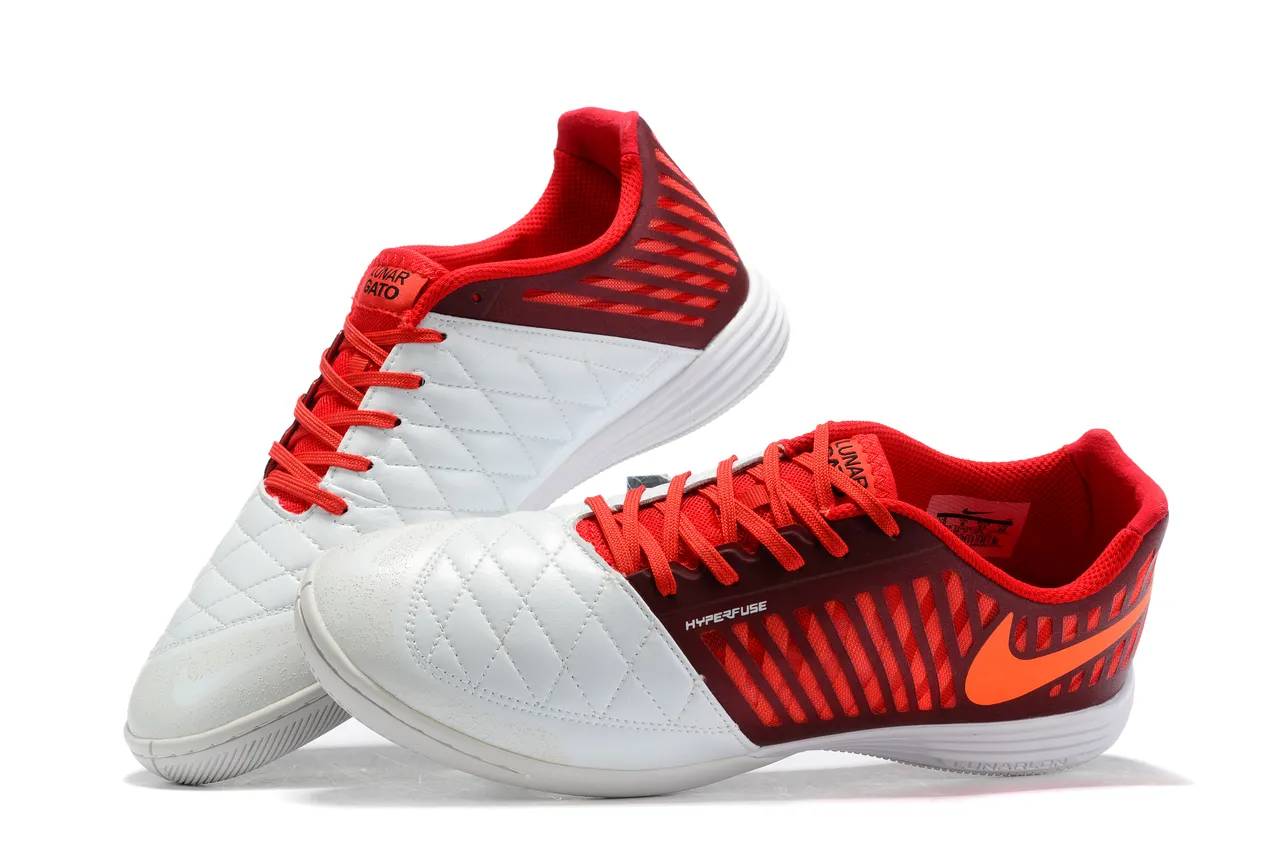 Nike Burdeos Laranja Sapatos de futebol indoor com capacete de dedo em couro acolchoado e parte superior sintética ventilada 4
