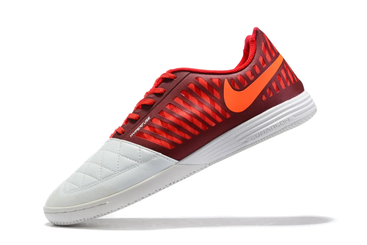 Nike Burdeos Laranja Sapatos de futebol indoor com capacete de dedo em couro acolchoado e parte superior sintética ventilada 6