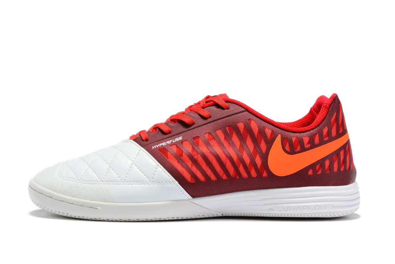 Nike Burdeos Laranja Sapatos de futebol indoor com capacete de dedo em couro acolchoado e parte superior sintética ventilada 7
