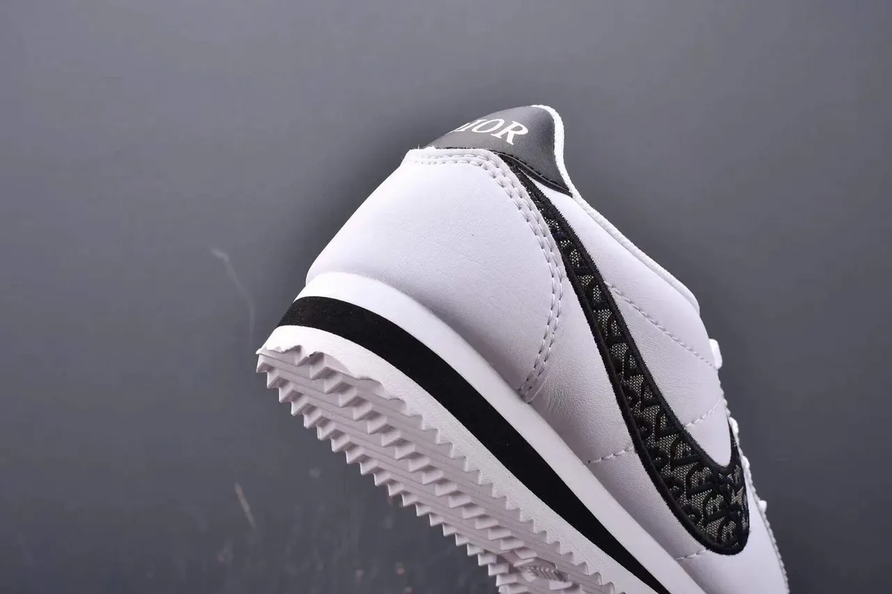 Nike Cortez White Black Embroidered Swoosh Lifestyle Sneakers 5