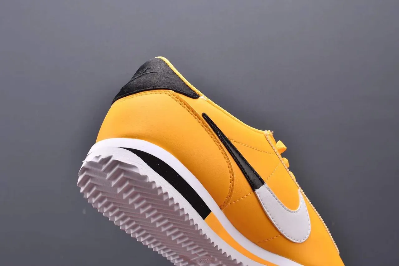 Nike Cortez Yellow Black White Lifestyle Sneakers 5