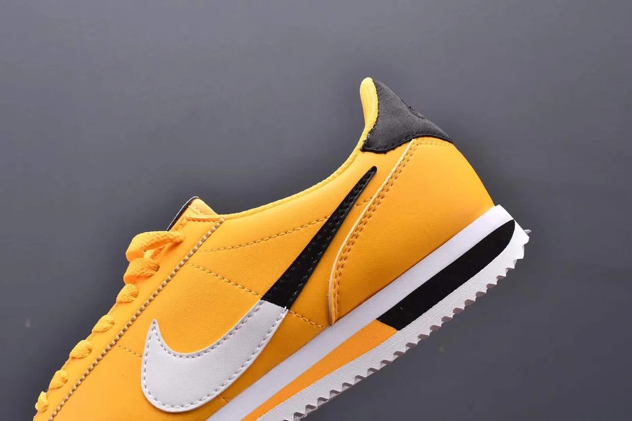 Nike Cortez Yellow Black White Lifestyle Sneakers 6