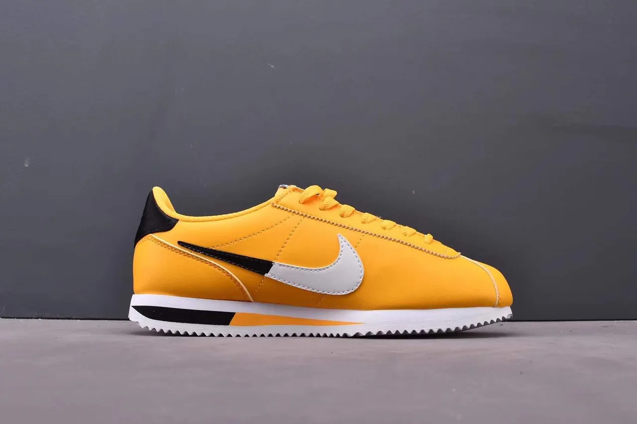 Nike Cortez Yellow Black White Lifestyle Sneakers 8