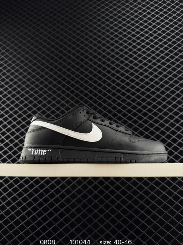 Nike Dunk Low Black White 'TIME' Lifestyle Sneakers 7