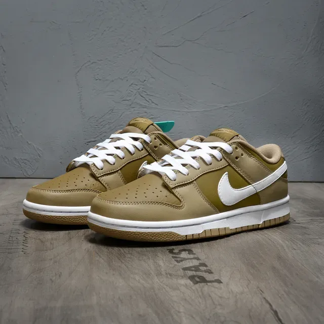 Nike Dunk Low Brown White Perforated Toe Lifestyle Sneakers 4
