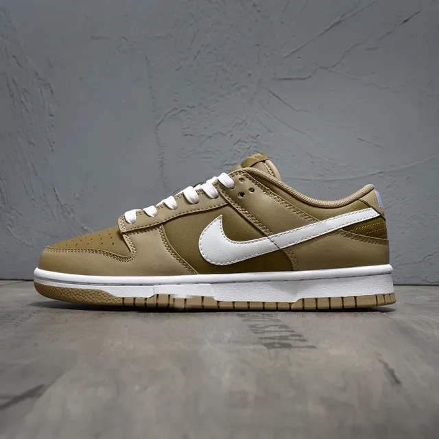 Nike Dunk Low Brown White Perforated Toe Lifestyle Sneakers 7