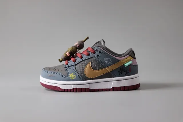 Nike Dunk Low Gray Gold Red Lifestyle Sneakers 2