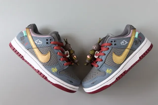 Nike Dunk Low Gray Gold Red Lifestyle Sneakers 8