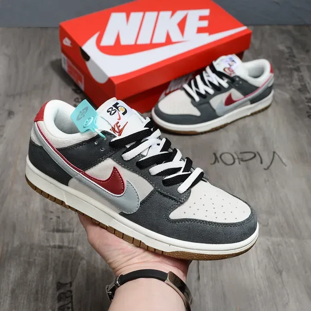 Nike Dunk Low Gray White Red Lifestyle Sneakers 2