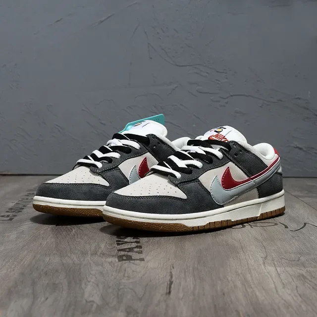 Nike Dunk Low Gray White Red Lifestyle Sneakers 3