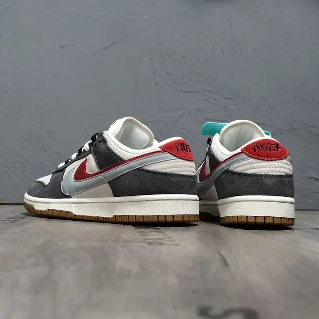 Nike Dunk Low Gray White Red Lifestyle Sneakers 4