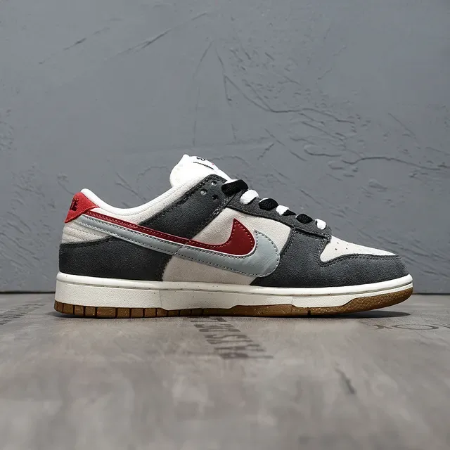 Nike Dunk Low Gray White Red Lifestyle Sneakers 6