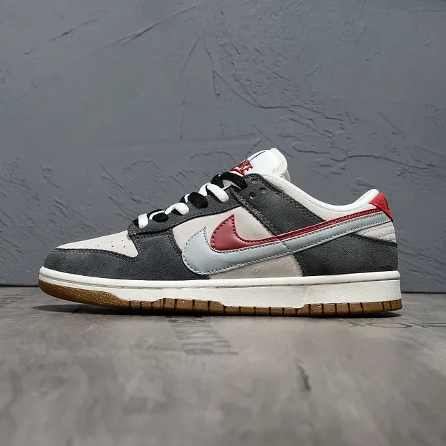 Nike Dunk Low Gray White Red Lifestyle Sneakers 7