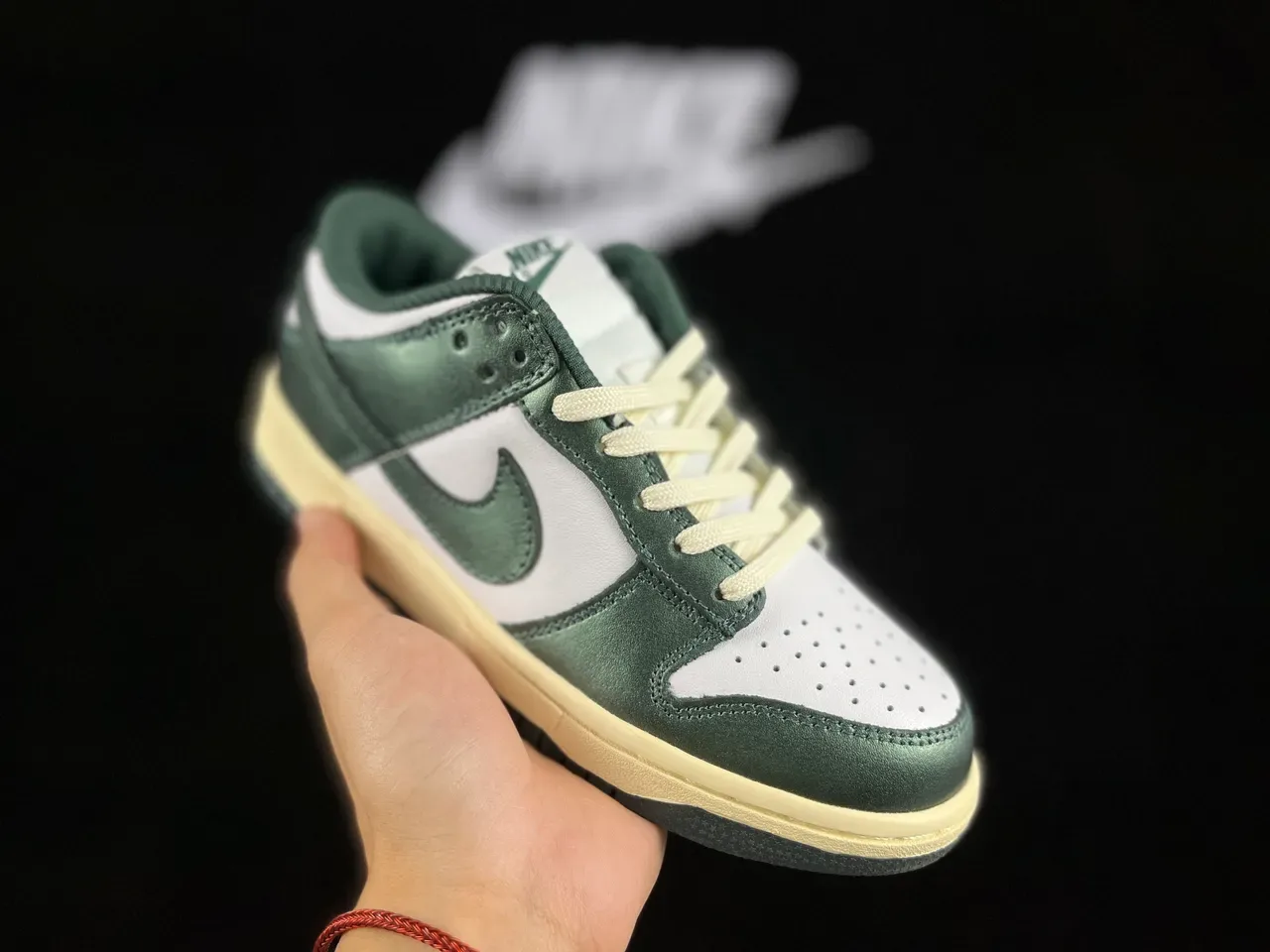 Nike Dunk Low Metallic Green White Lifestyle Sneakers 8