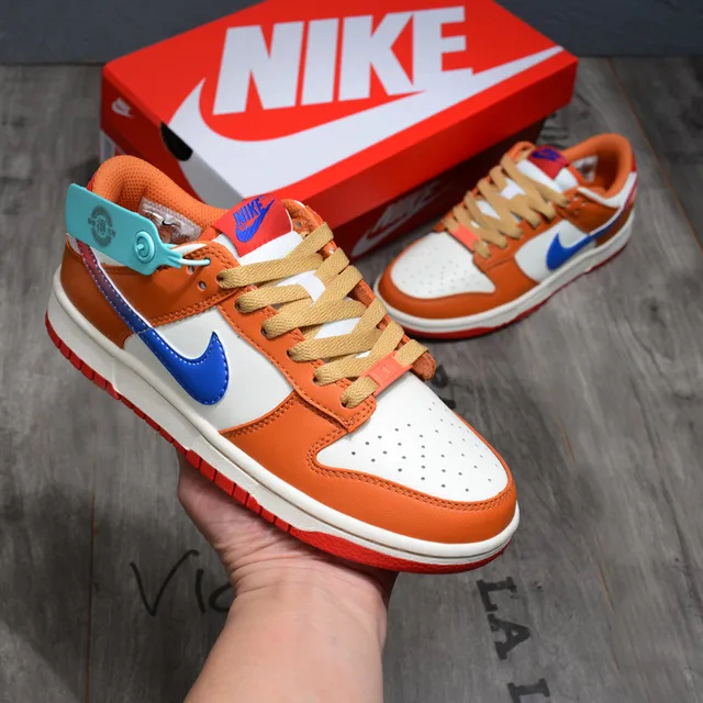 Nike Dunk Low Orange White Blue Lifestyle Sneakers 7