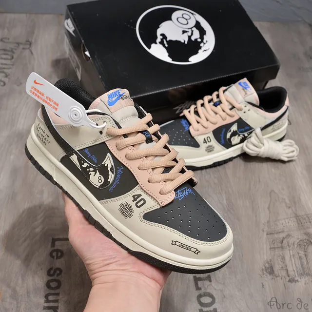 Nike Dunk Low Patchwork Collage Beige Black Pink Lifestyle Sneakers 2